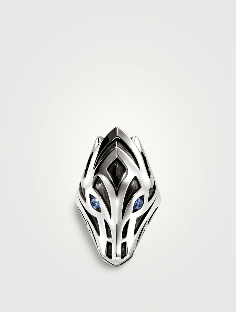 Naga Sterling Silver Ring With Blue Sapphire
