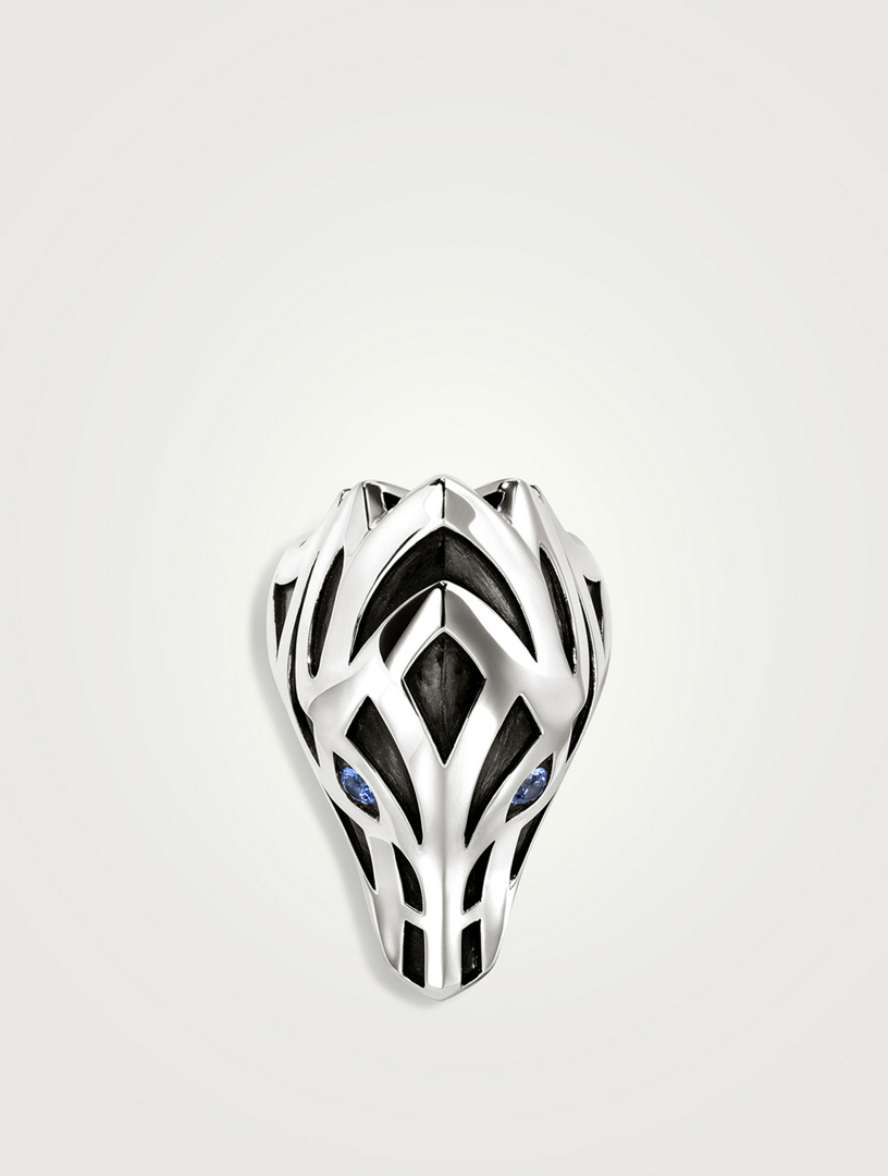 Naga Sterling Silver Ring With Blue Sapphire