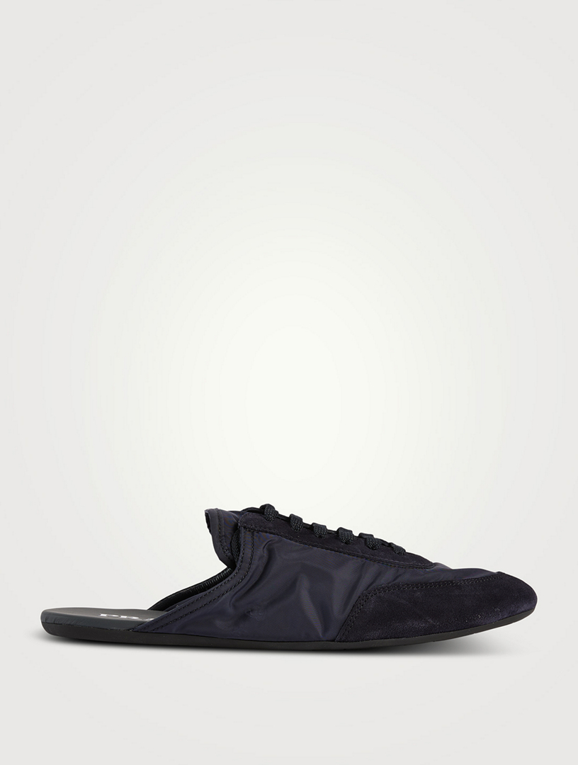 Collapse Re-Nylon And Suede Sneaker Mules