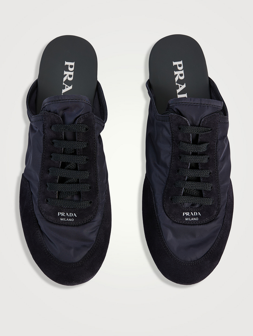 注目の新作♪【PRADA】メッシュ×スエード トレイルミュール PRADA Collapse Re-Nylon And Suede Sneaker Mules | Holt Renfrew