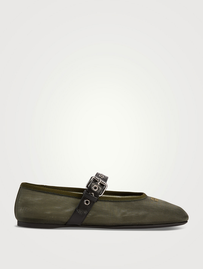 Mesh Mary Jane Ballerina Flats