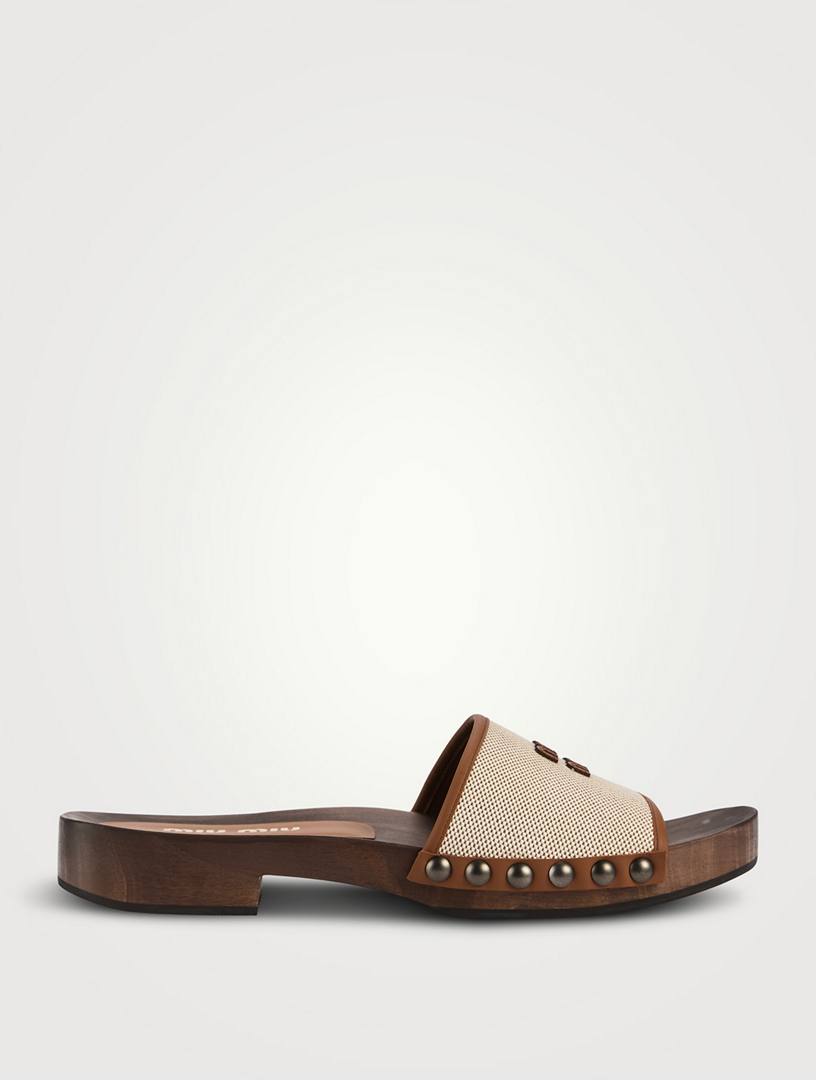 Canvas And Leather Clogs