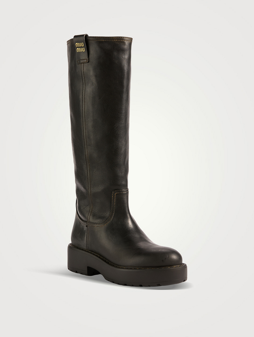 MIU MIU Leather Knee-High Boots | Holt Renfrew