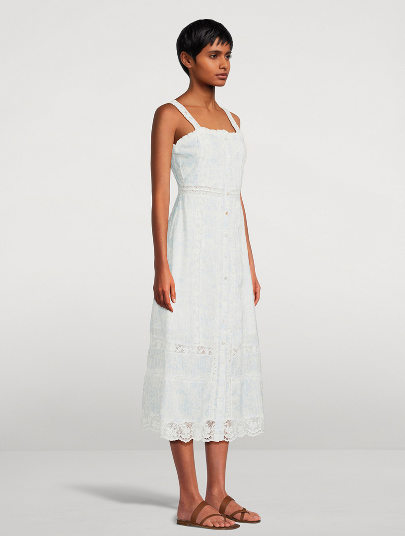 LOVESHACKFANCY Judalon Embroidered Lace Midi Dress | Holt Renfrew