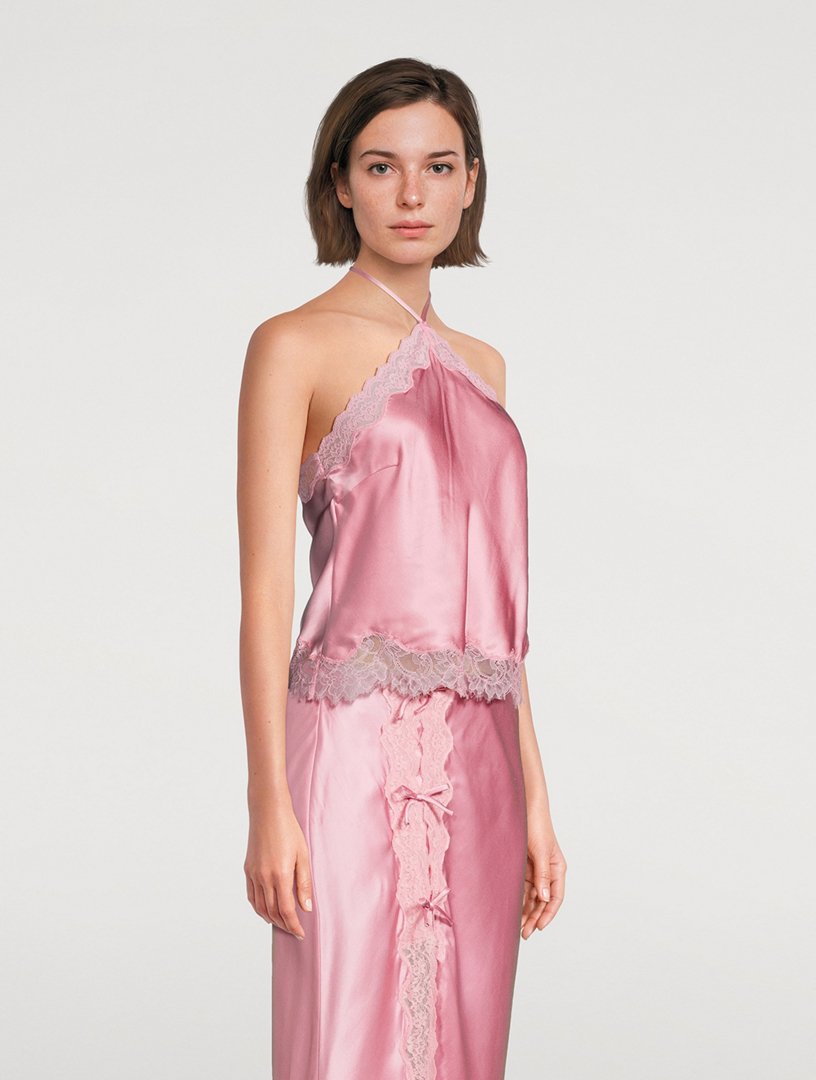 LOVESHACKFANCY Rivier Silk-Blend Halter Top | Holt Renfrew