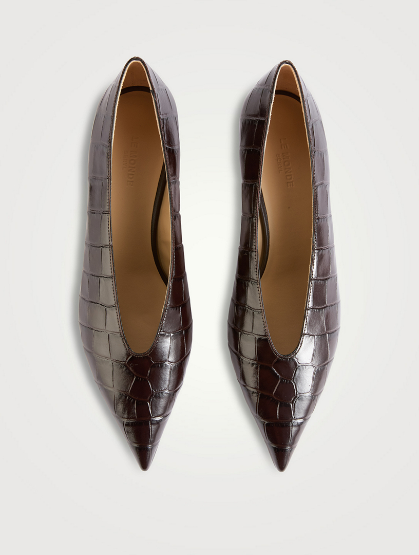 Leather Babouche Babouche Mango LE MONDE BERYL Babouche Croc-Embossed  Leather Pumps Holt Renfrew