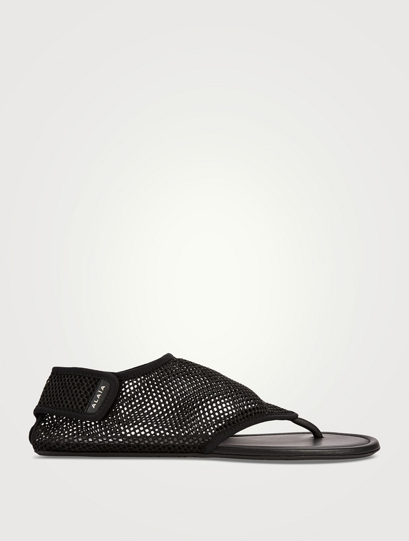 Fishnet Thong Sandals