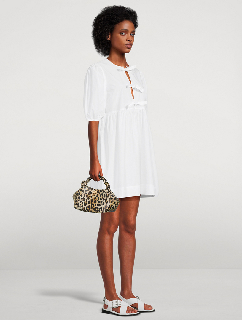 ganni cotton poplin tie string mini dress Ganni