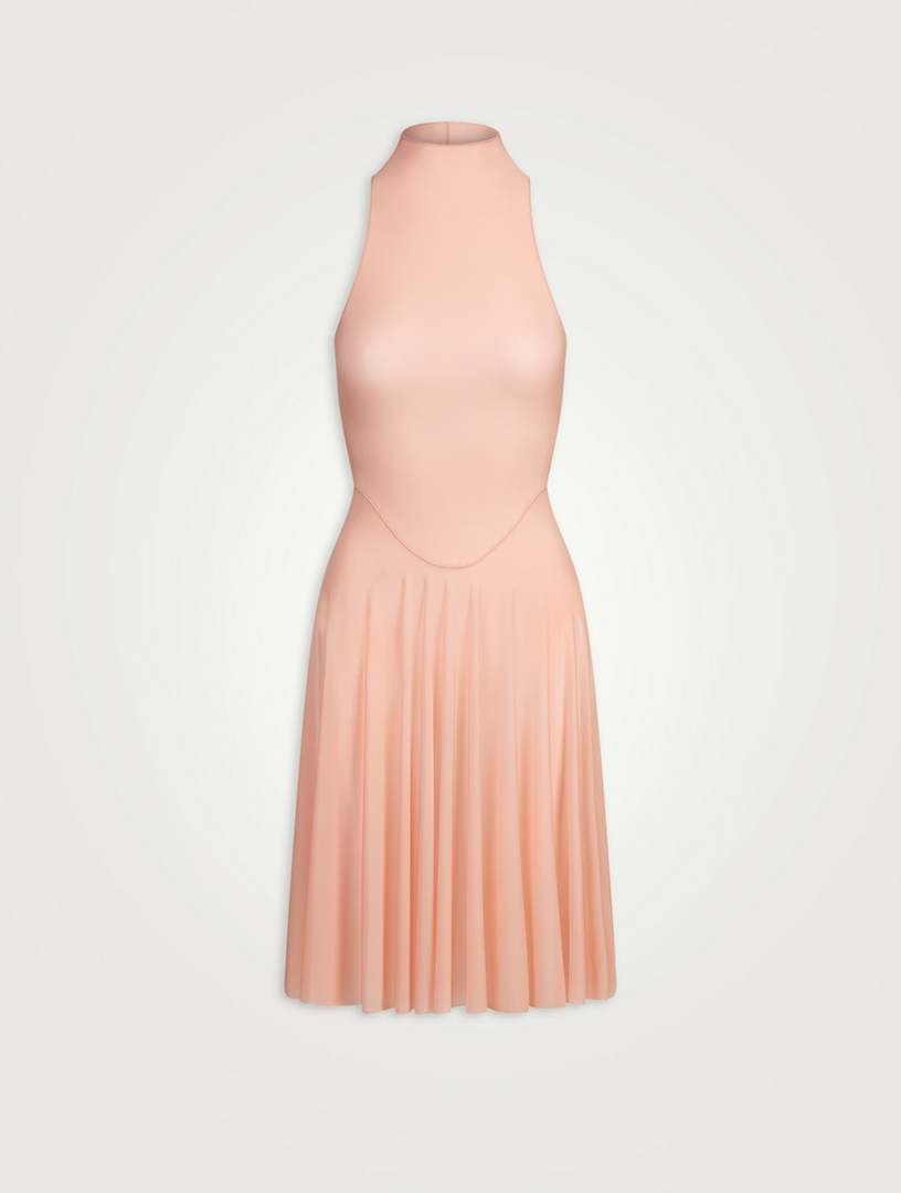 Milky Sheer Highneck Midi Dress