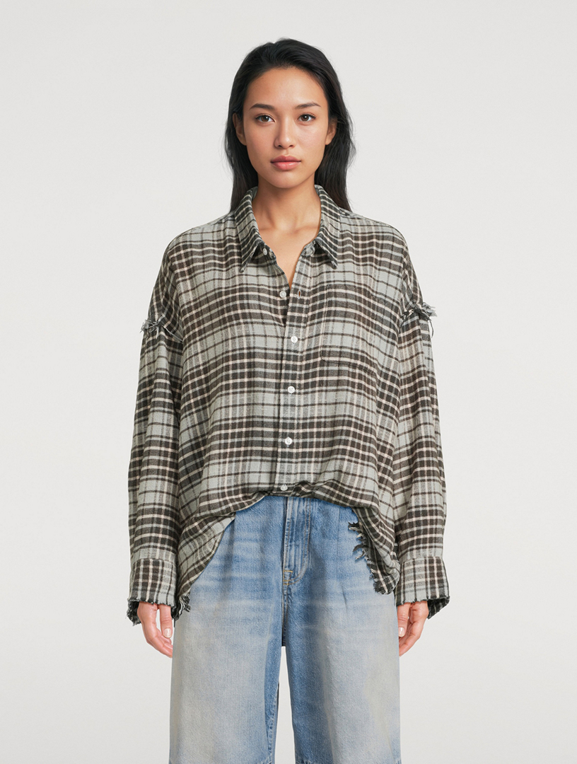 Oversized Shirt Plaid Print