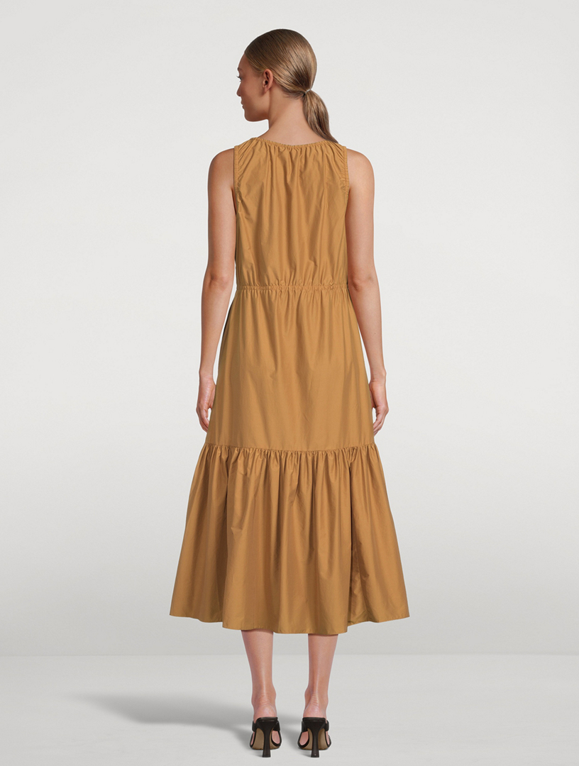 knee length dresses for ladies Peserico Wool Silk Layered Midi Dress Grey