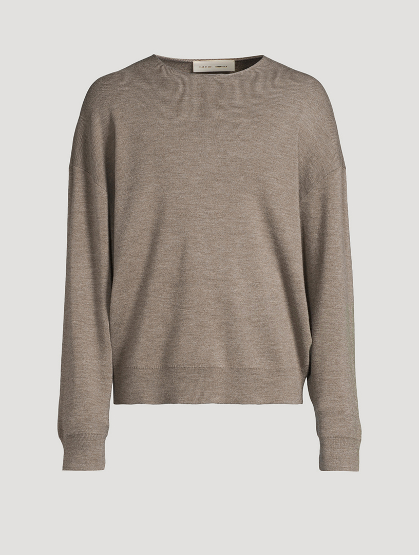 【FEAR OF GOD】ESSENTIALS MERINO SHORT SLEEVE SWEATER Merino Short Sleeve Sweater in Heather Stone | Fear of God