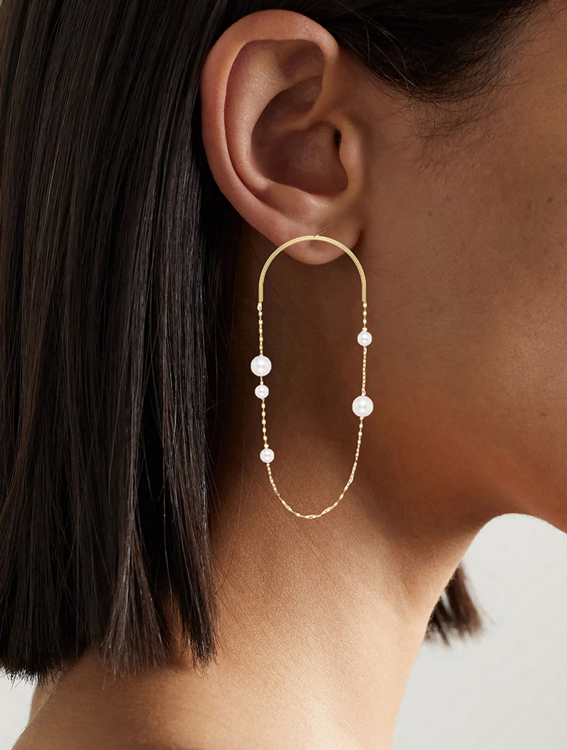 14K Gold Large Arch Earrings