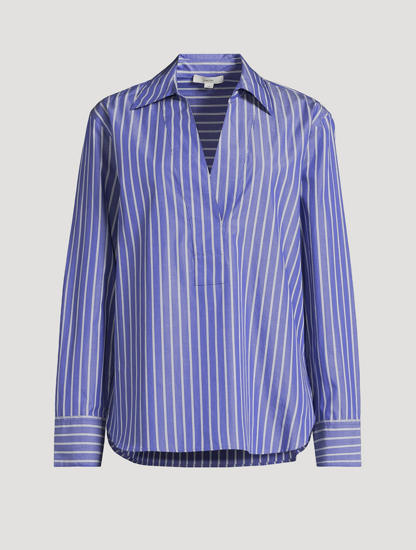 Poplin Tunic Shirt In Stripe Print