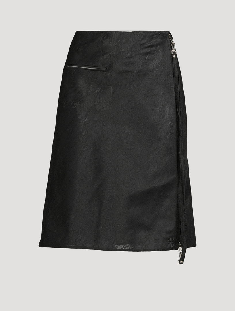 Zipped Lace Midi Skirt