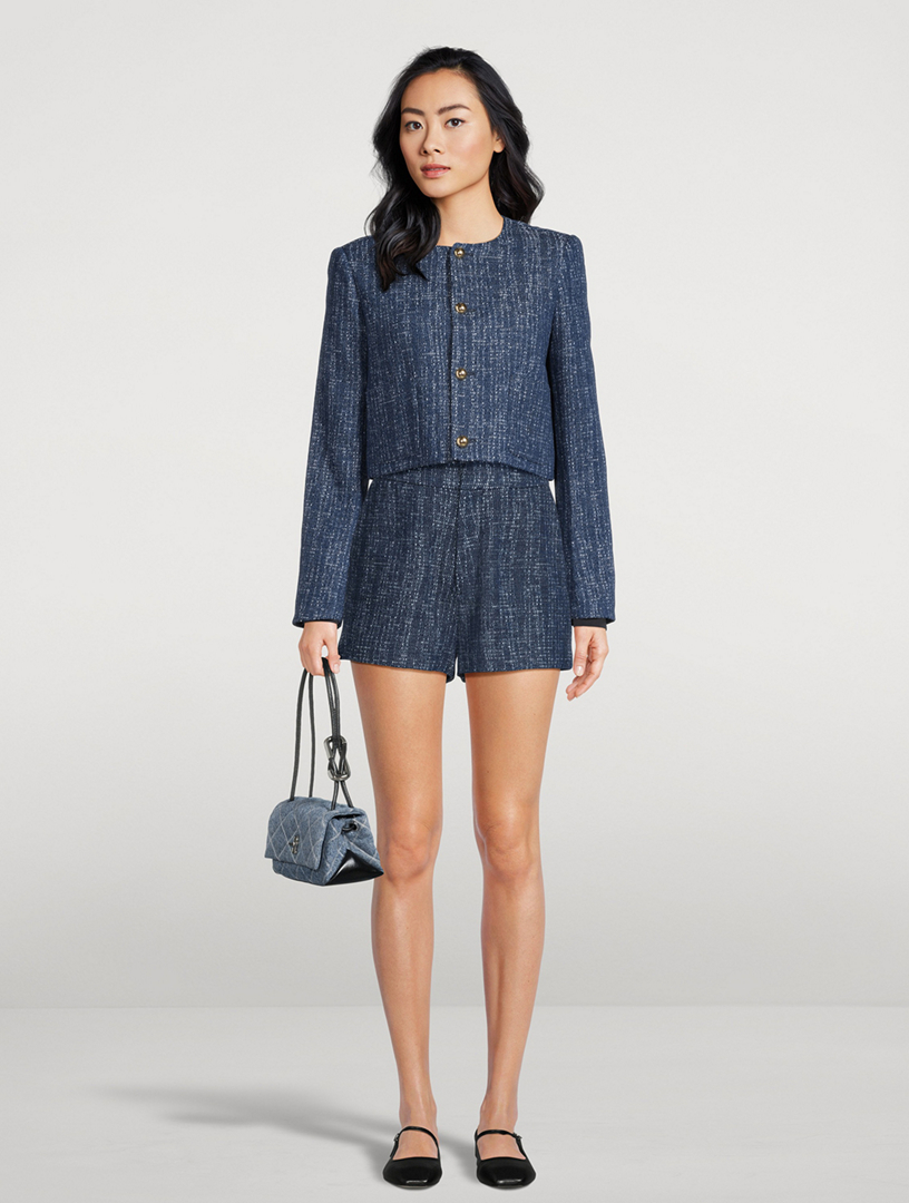 ゆ　blue check tweed jacket Tweed jacket Blue For Women | Maje