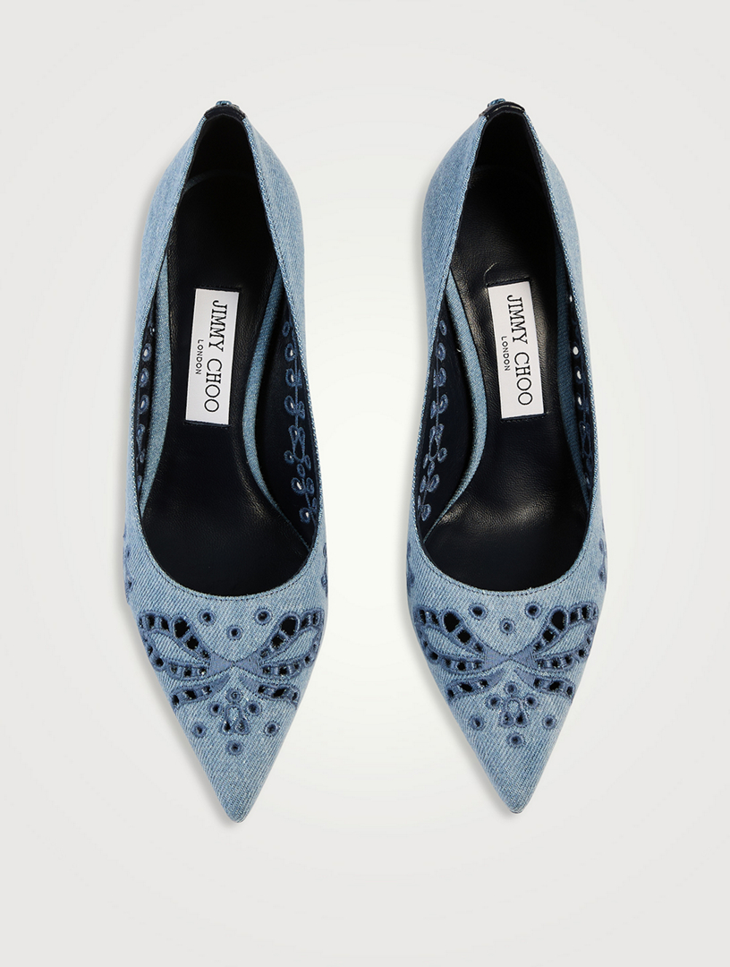Jimmy Choo Prescott Denim Lace Dress Shoe Jimmy Choo Amiee Denim Embroidered Espadrille Ballerina  main image 3