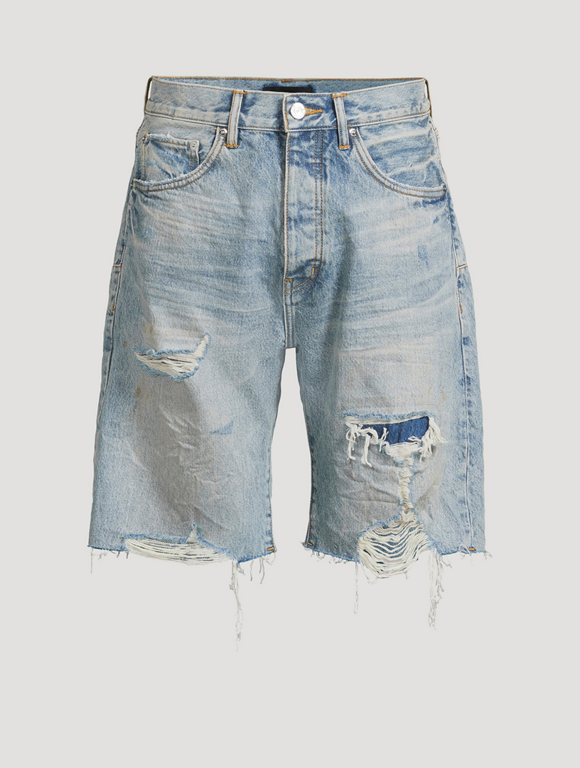 P059 Distressed Patch Shorts