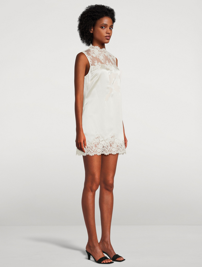 DOEN Valeria Lace-Trimmed Silk Mini Dress | Holt Renfrew