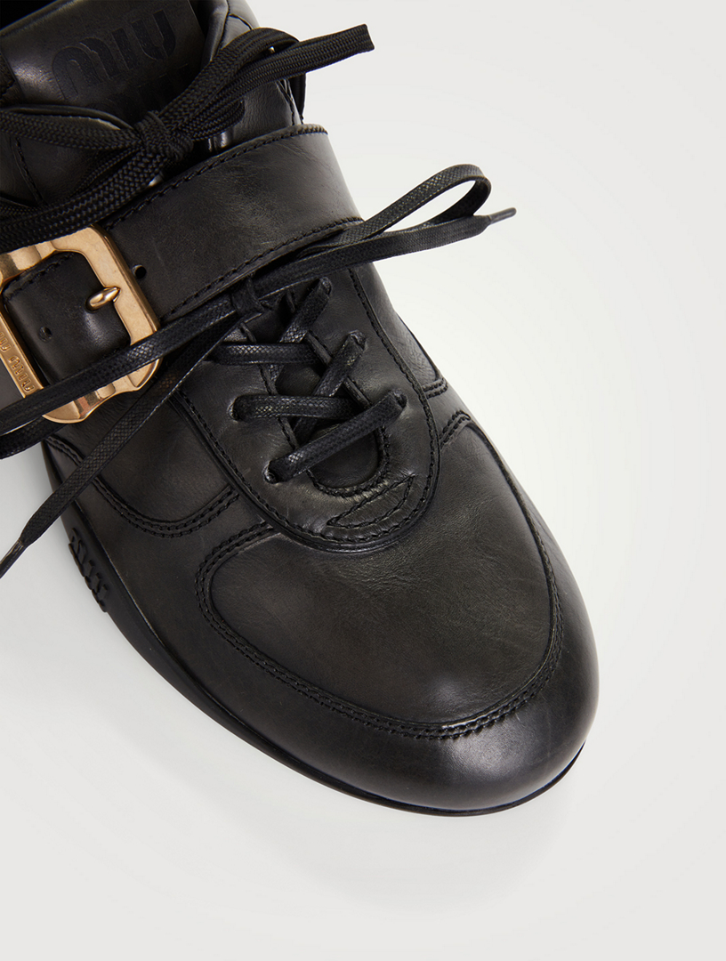 MIU MIU Leather Sneakers With Buckle | Holt Renfrew