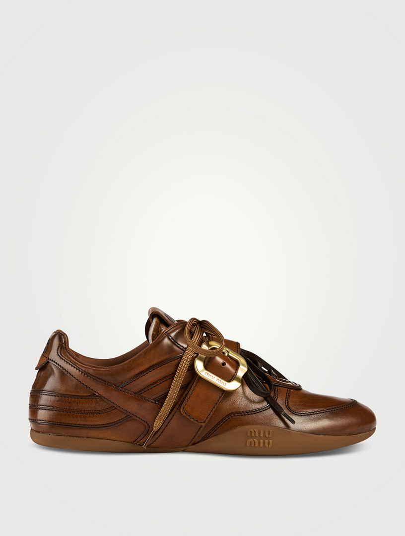 Leather Sneakers With Buckle