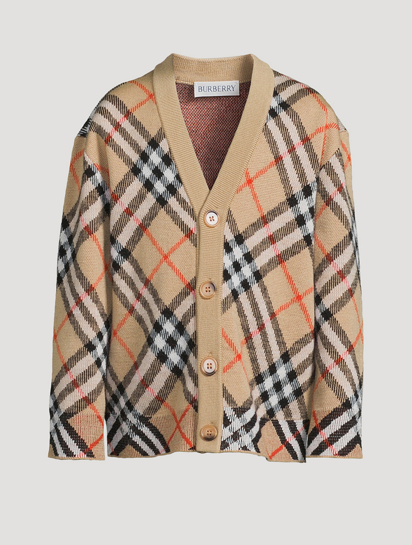 Check Wool Cardigan