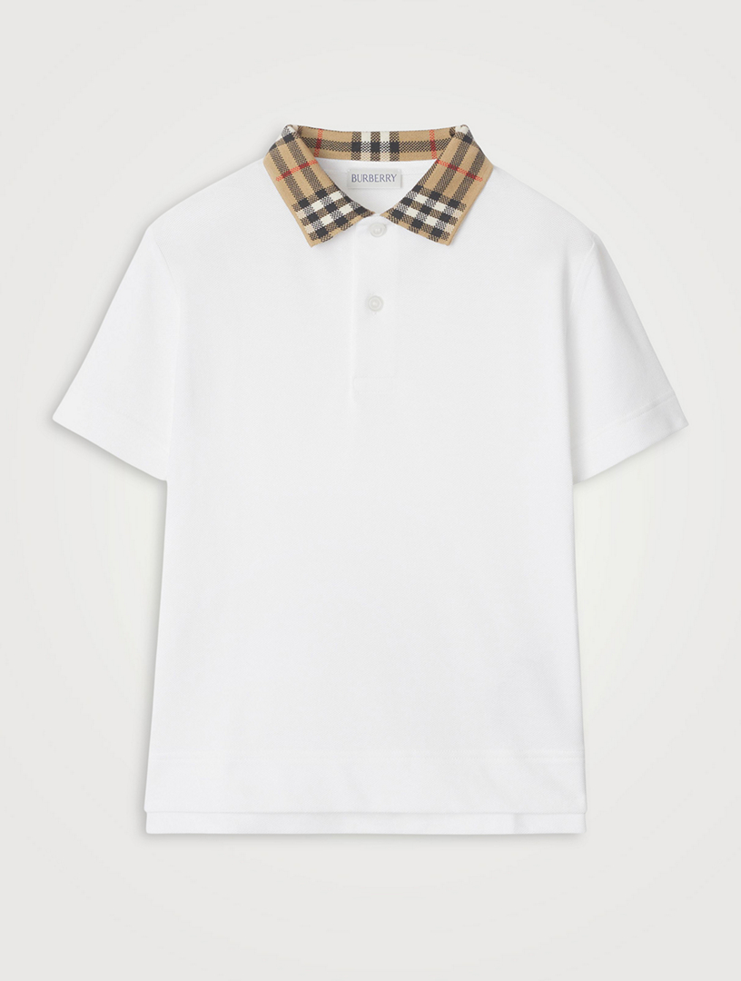 Check Collar Cotton Polo Shirt