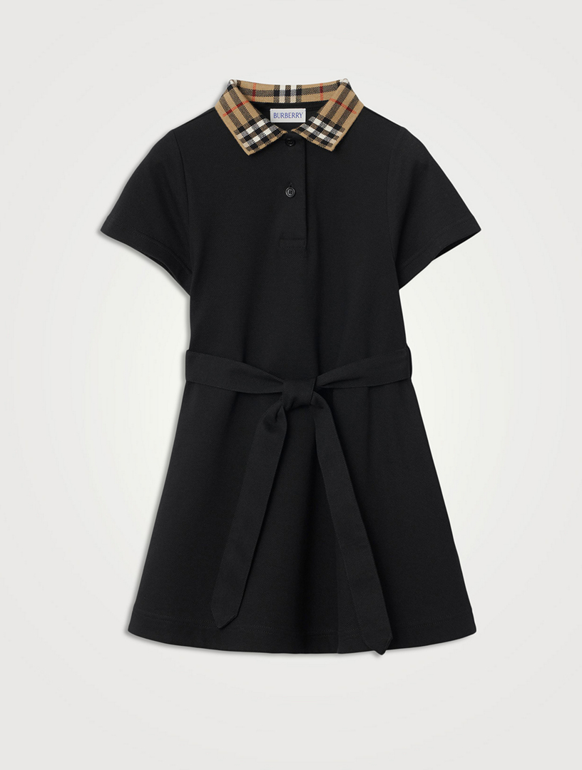 Check Collar Cotton Polo Shirt Dress