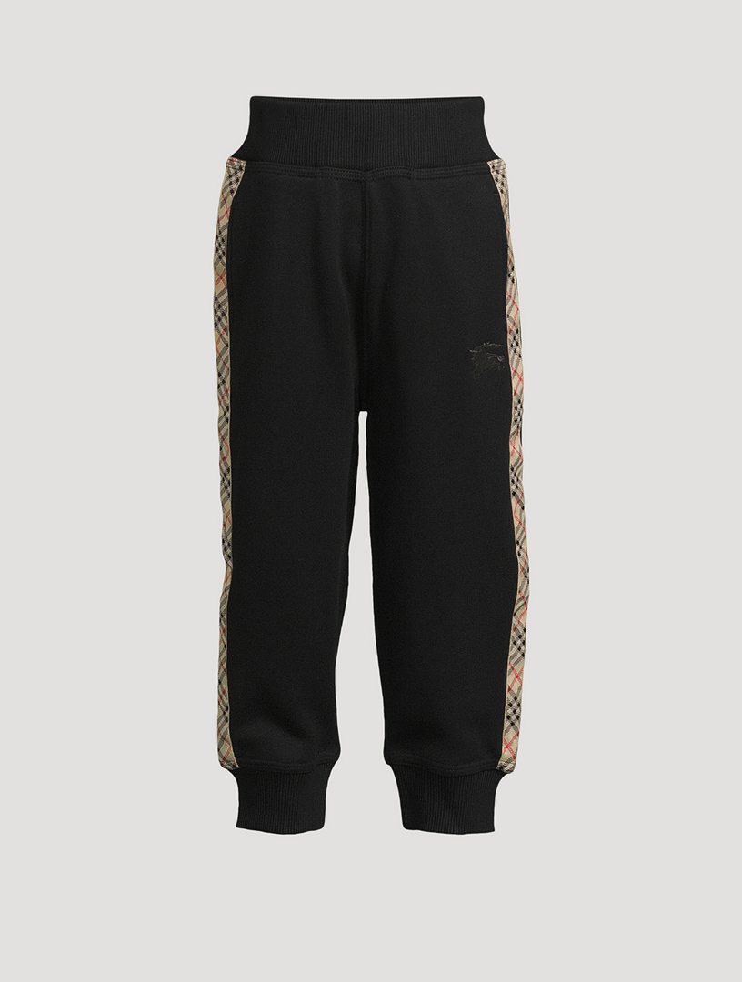 Check Trim Cotton Jogging Pants