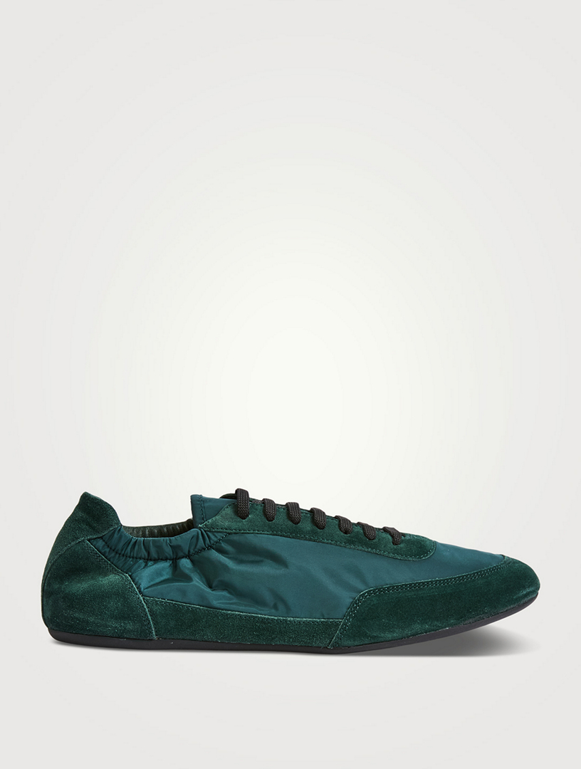Collapse Re-Nylon And Suede Elasticized Sneakers