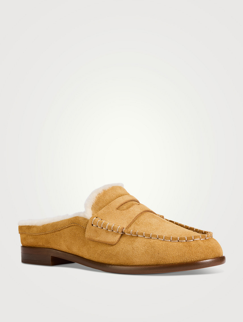 RAG & BONE Carter Shearling-Lined Suede Loafer Mules | Holt Renfrew