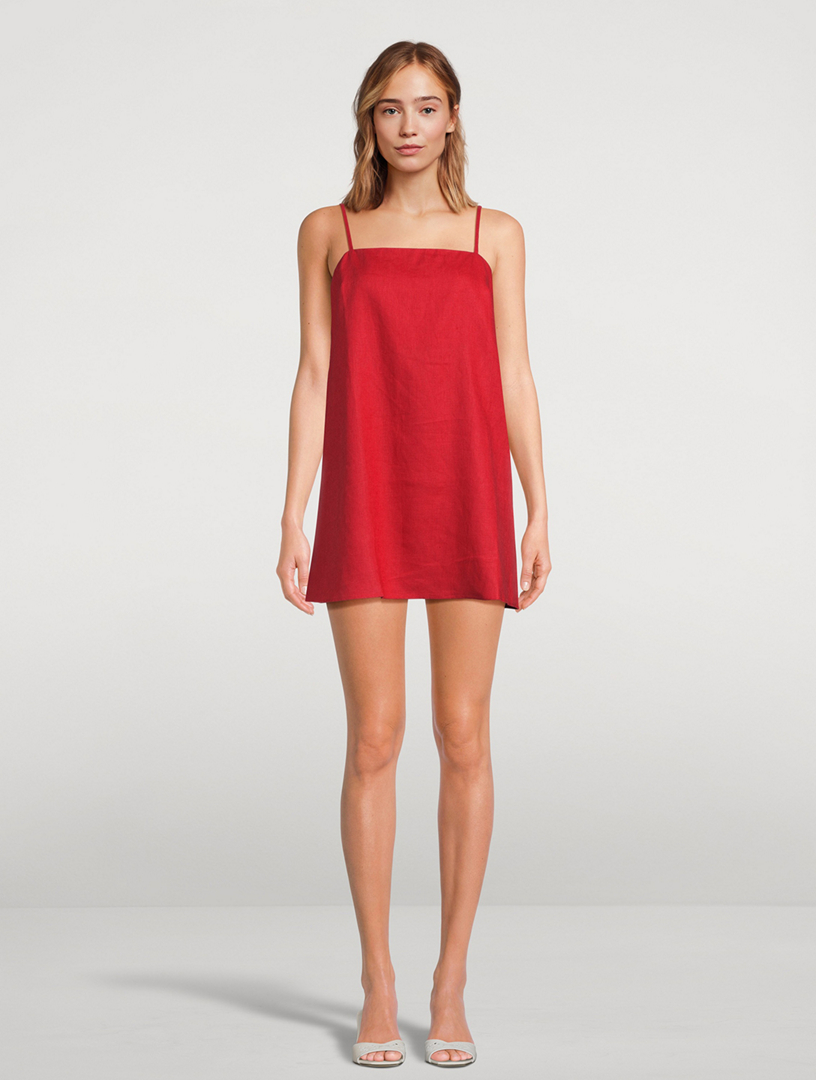 knee length dresses for ladies Striped Linen Dress main image 1