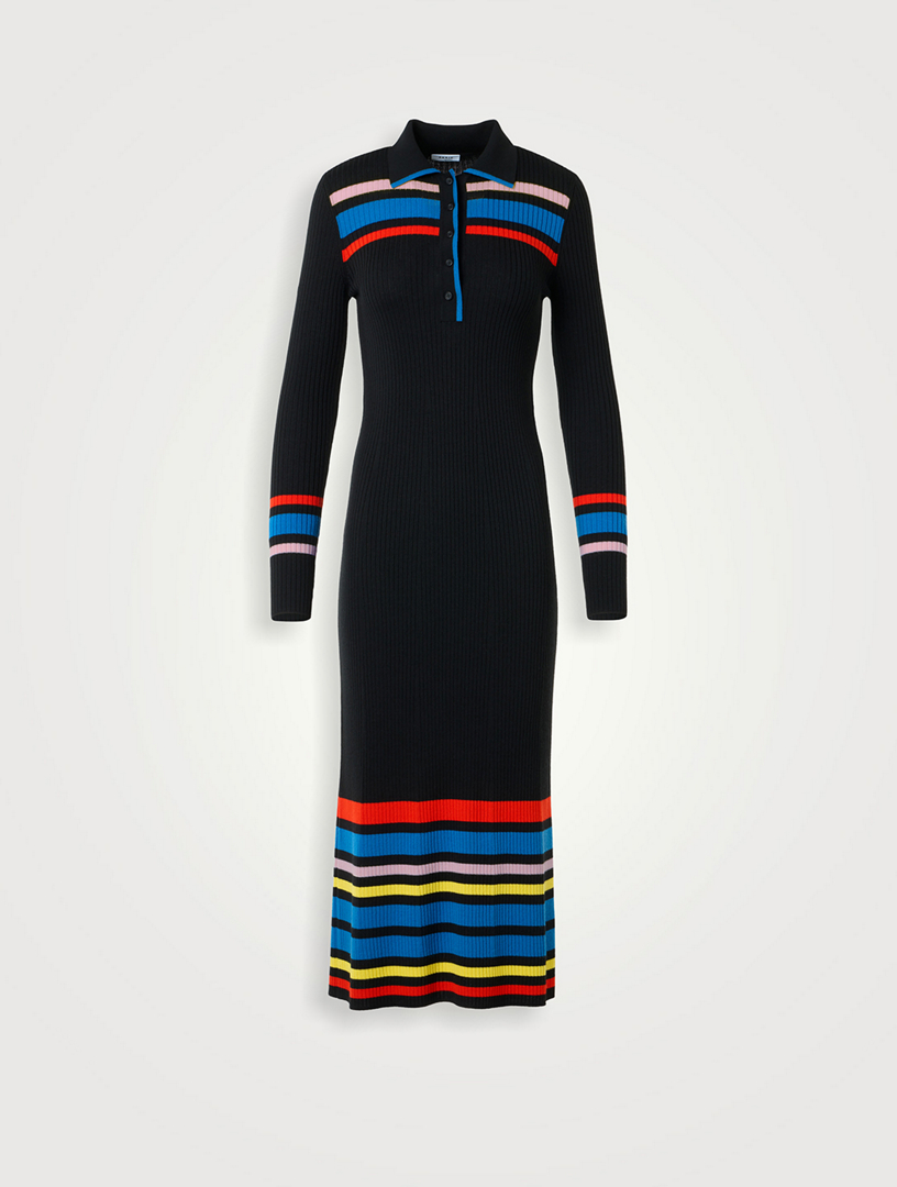 Striped Merino Wool Polo Dress