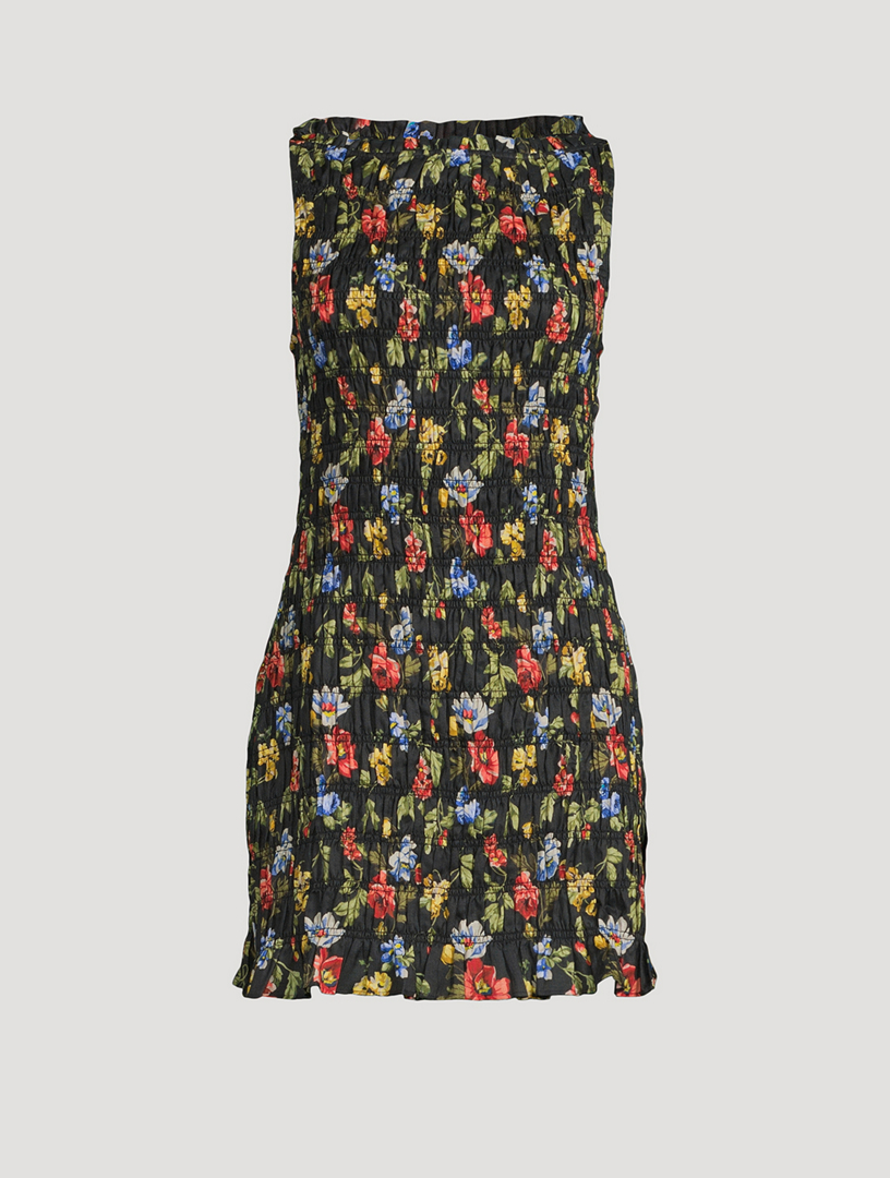 Gianna Smocked Mini Dress In Floral Print
