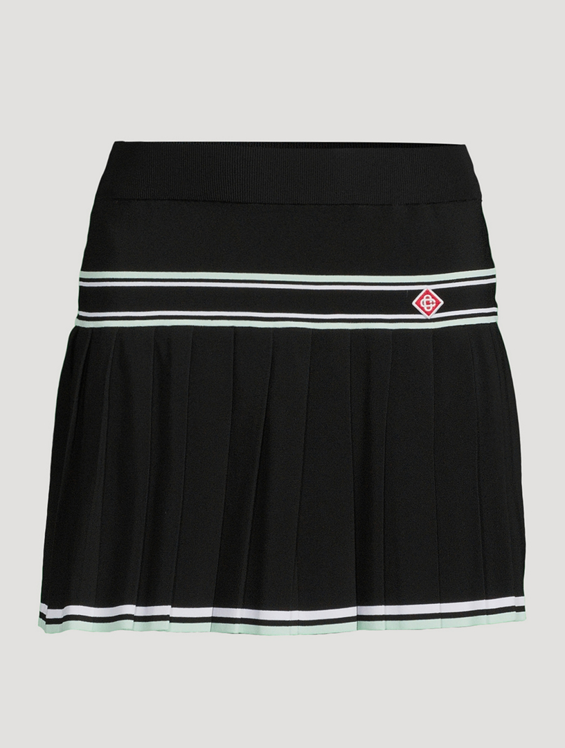 Pleated Knit Mini Skirt
