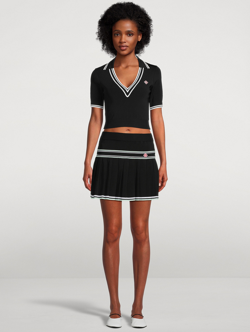 CASABLANCA Pleated Knit Mini Skirt | Holt Renfrew