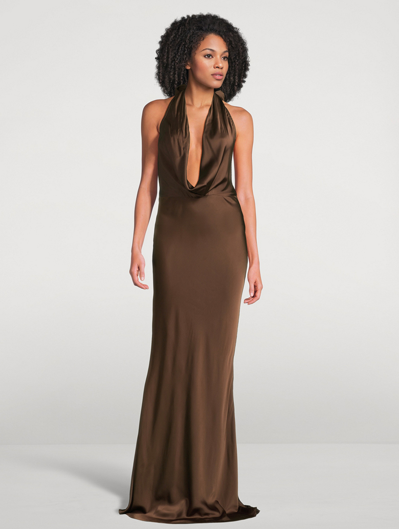 slim fit dress slacks Sau Lee Pearl Satin Gown, Black / 14 main image 1