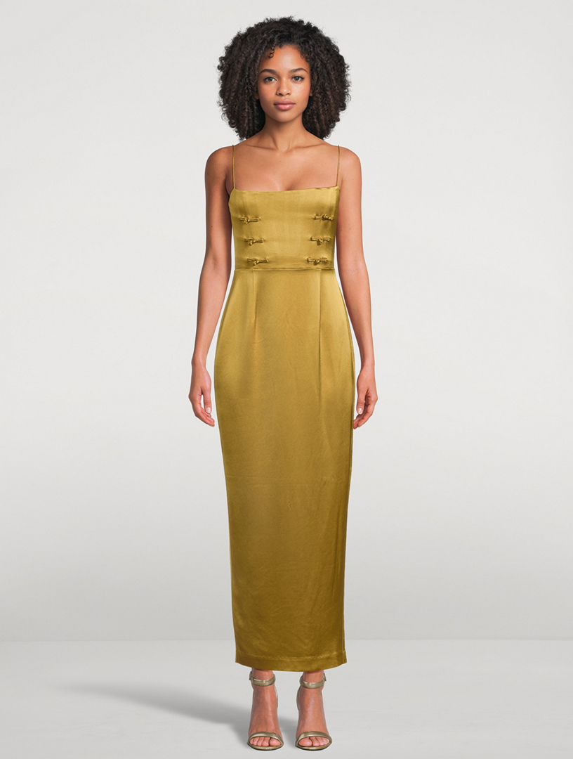 SAU LEE Taylor Satin Midi Dress | Holt Renfrew