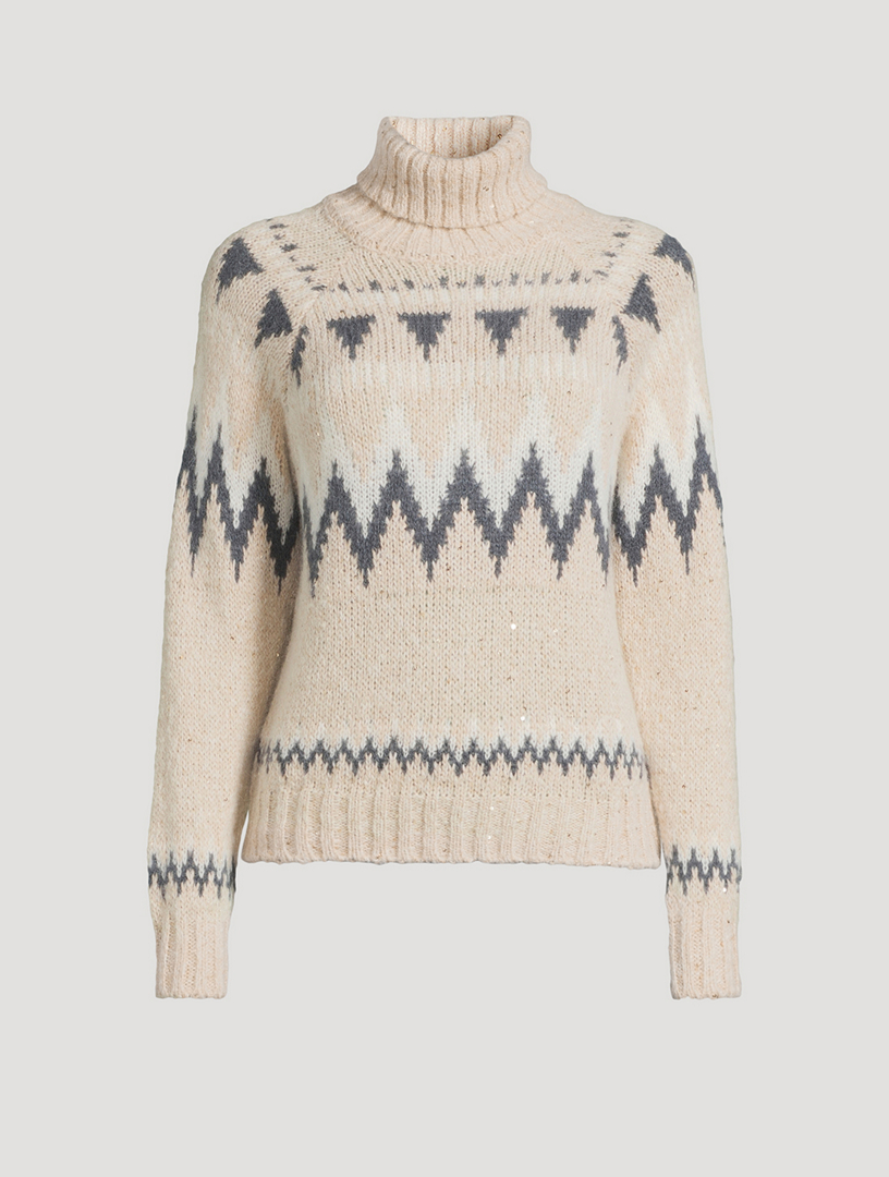 Pull en jacquard à col roulé