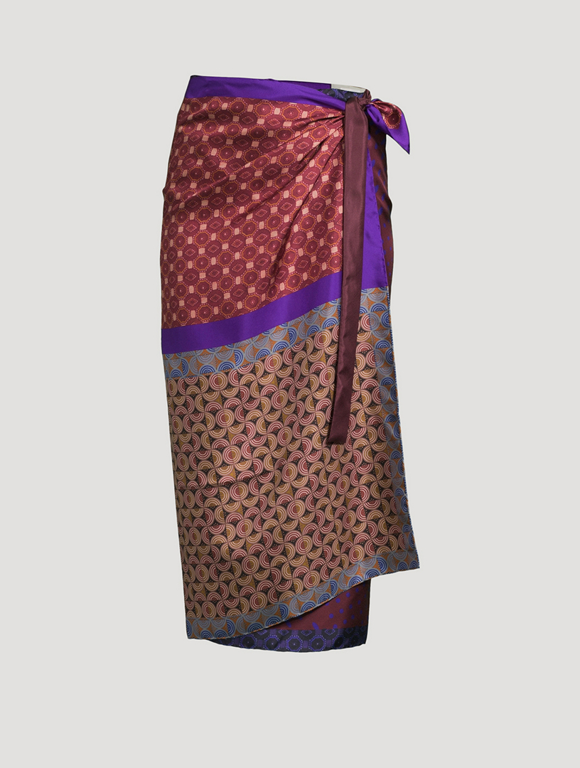DRIES VAN NOTEN Scarfy Printed Silk Wrap Skirt | Holt Renfrew