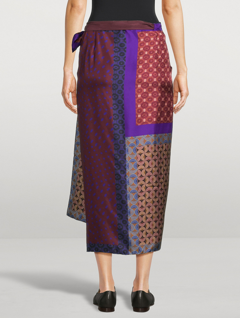 dries van notenシルク巻きスカート DRIES VAN NOTEN Scarfy Printed Silk Wrap Skirt | Holt Renfrew