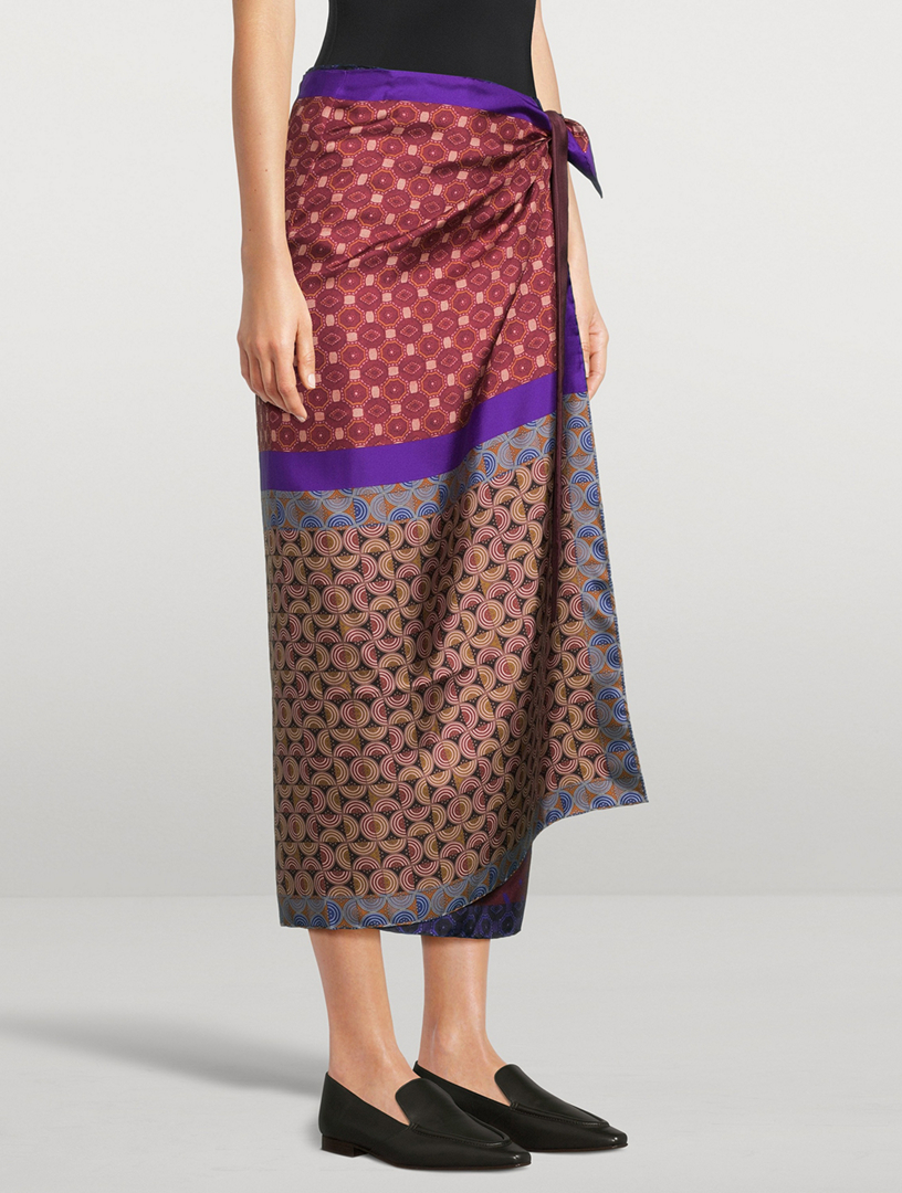 DRIES VAN NOTEN Scarfy Printed Silk Wrap Skirt | Holt Renfrew