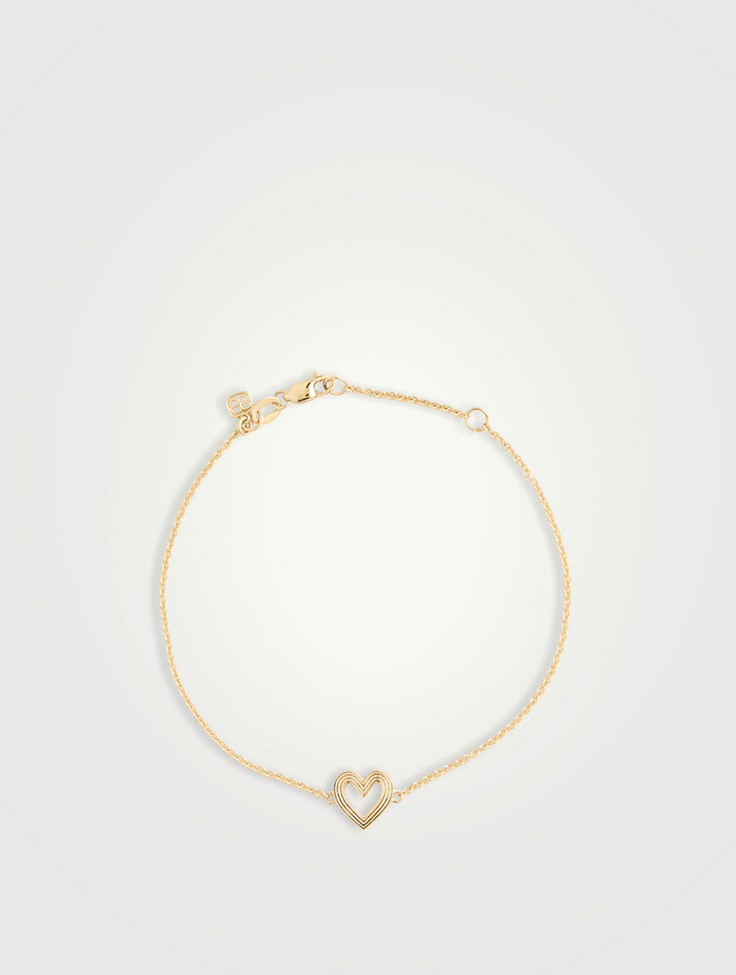 14K Gold Fluted Heart Bracelet