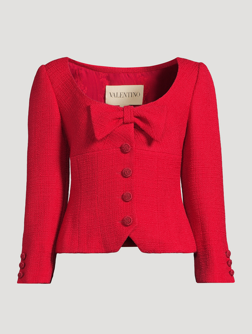 Bow-Trimmed Tweed Jacket
