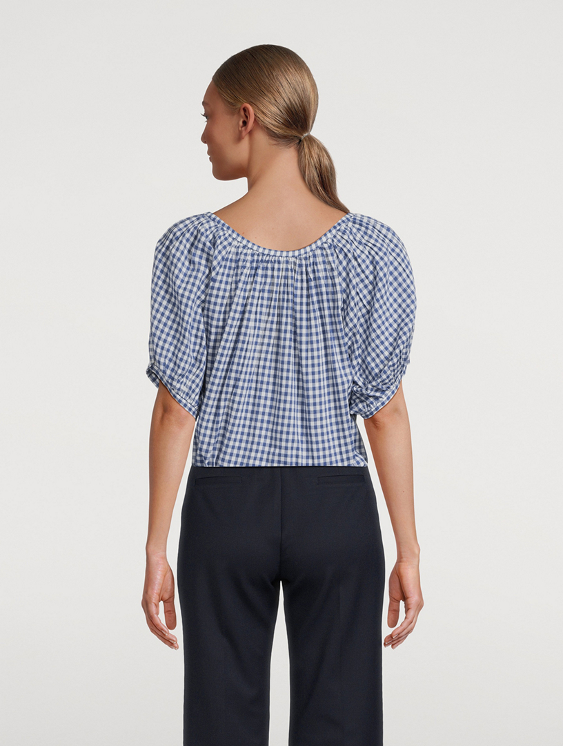 トップス GIUNON puff sleeve check shirt DÔEN June Puff-Sleeve Shirt In Gingham Print | Holt Renfrew