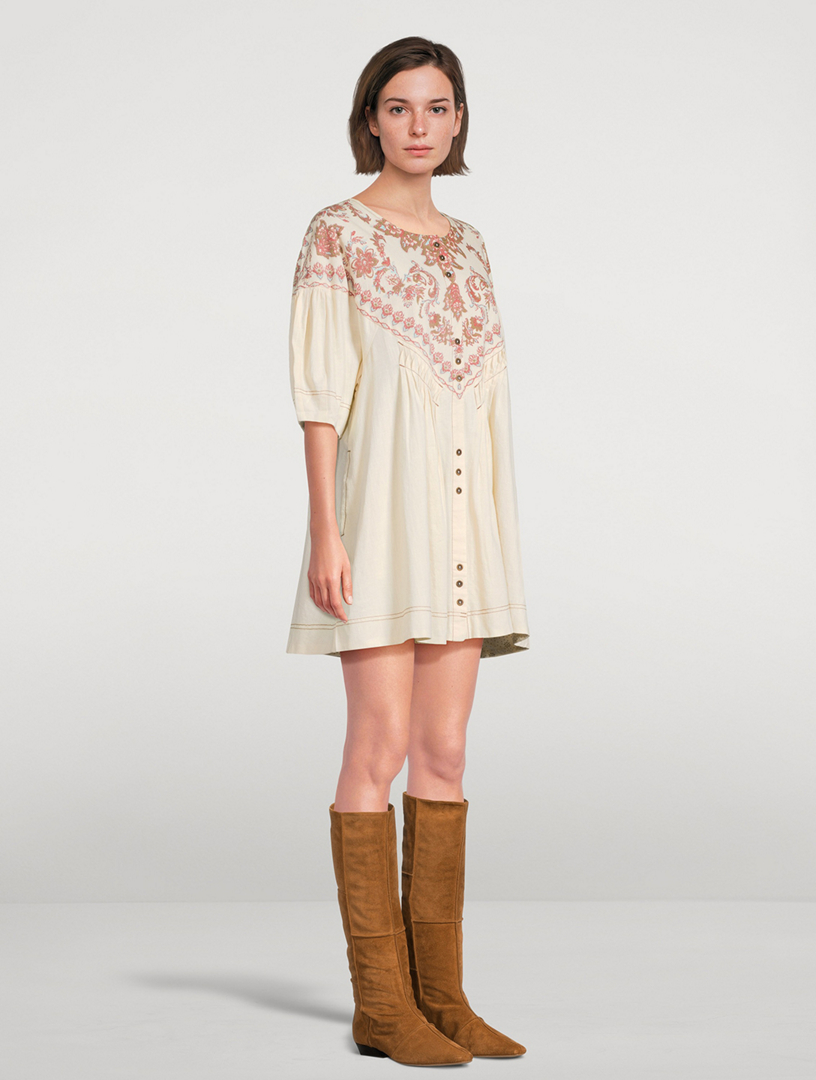 knee length dresses for ladies Free People Orson Mini Dress in Ivory Combo main image 0
