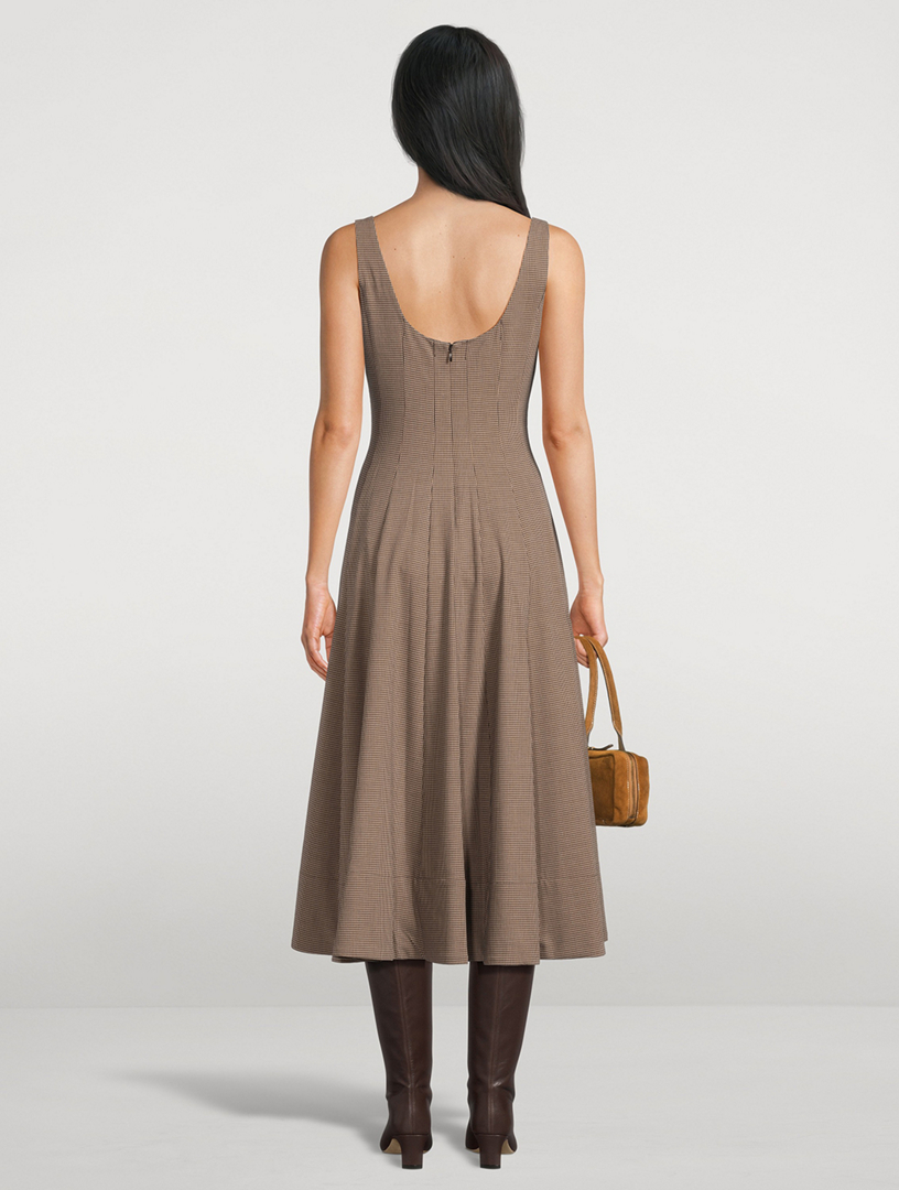 STAUD Wells Midi Dress In Houndstooth Print | Holt Renfrew