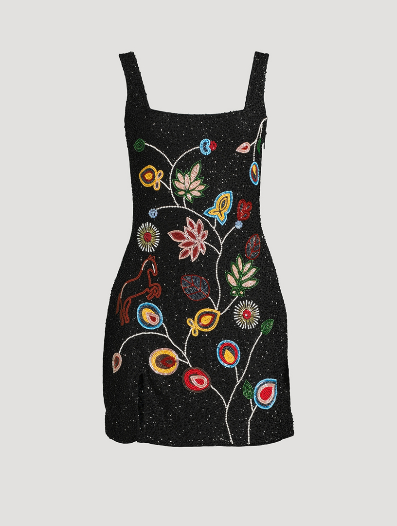 STAUD Le Sable Beaded Mini Dress