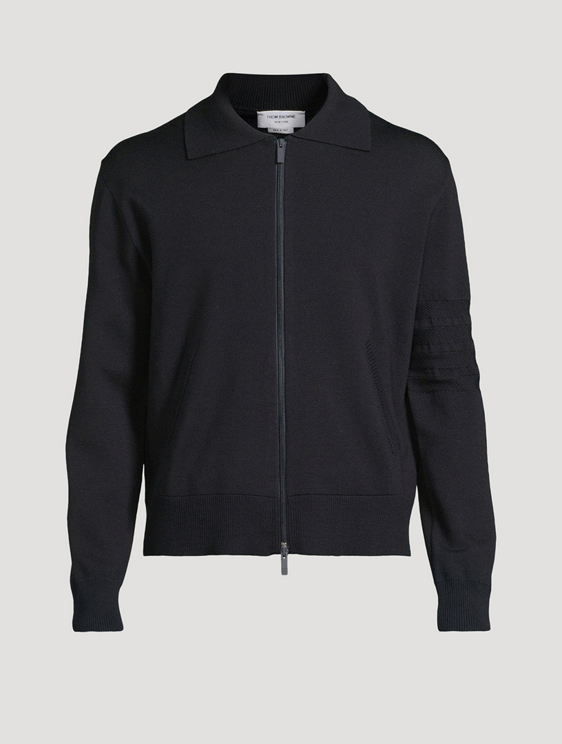 THOM BROWNE 4-Bar Merino Wool Zip Cardigan | Holt Renfrew