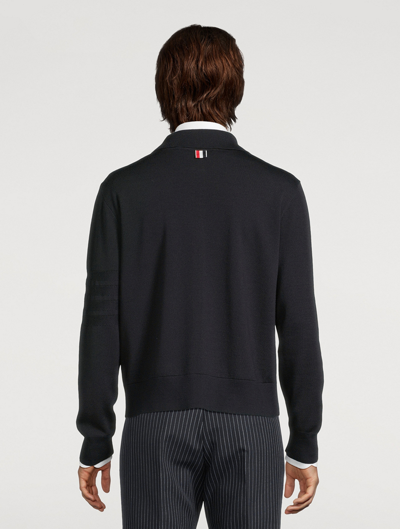 THOM BROWNE 4-Bar Merino Wool Zip Cardigan | Holt Renfrew